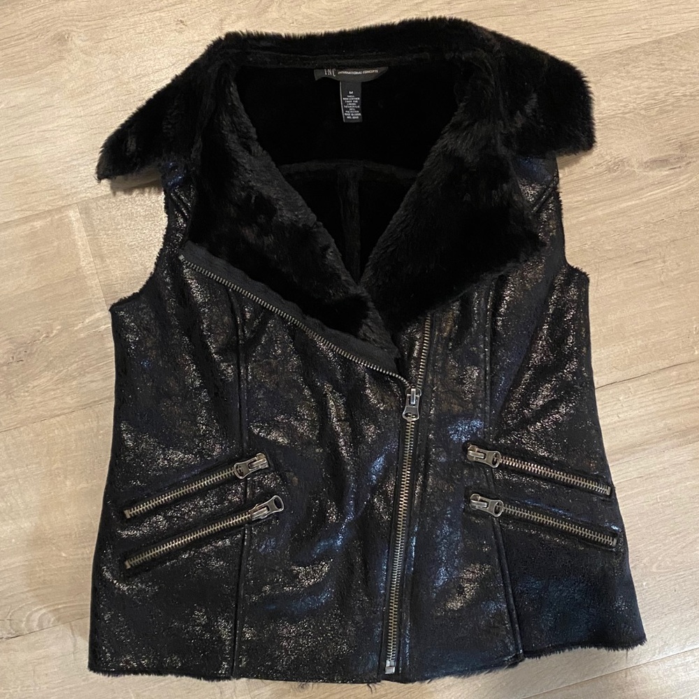 INC faux fur vest